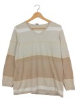 Vorschaubild 1 von Damen Pullover V-Ausschnitt Streifen Beige Gr. 44/XXL