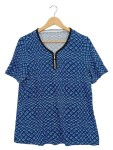 Vorschaubild 1 von T-Shirt Damen Gr. 44/XXL Blau Grafisch Modern Kurzarm Alltag Reißverschluss