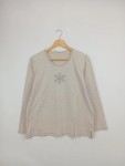 Vorschaubild 2 von Damen Langarmshirt Gr. 44/XXL Beige Weihnachtlich Schneeflocken