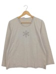 Vorschaubild 1 von Damen Langarmshirt Gr. 44/XXL Beige Weihnachtlich Schneeflocken
