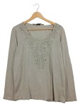 Vorschaubild 1 von Damen Langarmshirt mit Spitze Gr. 44 Beige Feminin