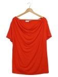Vorschaubild 1 von Damen T-Shirt Gr. 44 Rot Feminin Wasserfallausschnitt