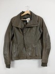 Vorschaubild 2 von Lederjacke Damen Gr. 40/L Oliv Uni Modern Langarm Freizeit Polyester