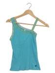 Vorschaubild 1 von Damen Top Türkis Einheitsgröße Casual Baumwolle Rippstrick Spitze