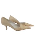 Vorschaubild 1 von Damen Pumps Gr. 38 Beige Elegant Spitz Blumenapplikation