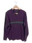 Vorschaubild 1 von Herren Pullover Gr. 42 Lila V-Ausschnitt Rippstrick Streifen