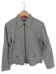 Vorschaubild 1 von Damen Sweatjacke Gr. 40/L Grau Kariert Klassisch Reißverschluss