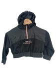 Vorschaubild 1 von Mädchen Kapuzenpullover Gr. 116 Schwarz Cropped Schriftzug Hoodie