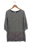 Vorschaubild 1 von Damen Festliches Kleid Gr. 40 Grau Blumenmuster 3/4-Arm Elegant
