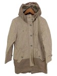 Vorschaubild 1 von Damen Übergangsmantel Gr. 40 Wolle Fischgrät Kapuze Beige