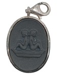 Vorschaubild 1 von Kettenanhänger Zwillinge Damen Schwarz Metall Halbedelstein