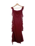 Vorschaubild 1 von Abendkleid Damen Rot Gr. 34/XS Polyester Uni Elegant Ärmellos Maxikleid