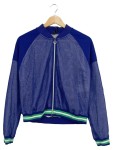 Vorschaubild 1 von Damen Bomberjacke Gr. 38 Blau Sportlich Mesh Rippstrick