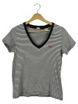 Vorschaubild 1 von Damen T-Shirt gestreift V-Ausschnitt Baumwolle Gr. 36/S Weiß