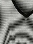 Vorschaubild 4 von Damen T-Shirt gestreift V-Ausschnitt Baumwolle Gr. 36/S Weiß