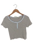 Vorschaubild 1 von Damen Freizeithemd Gestreift Henley Knopfleiste Gr. S