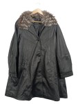 Vorschaubild 1 von Lederjacke Damen Schwarz Fellbesatz Gr. 40 Elegant Langarm