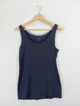 Vorschaubild 2 von Unterhemd Damen Gr. L Blau Baumwolle Elasthan Uni Basic Ärmellos
