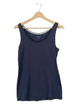 Vorschaubild 1 von Unterhemd Damen Gr. L Blau Baumwolle Elasthan Uni Basic Ärmellos