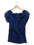 Vorschaubild 1 von Damen Top Shirt Gr. 38/M Blau Casual Florales Muster