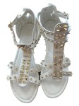 Vorschaubild 1 von Sandalen mit Nieten Damen Gr. 40 Weiß Freizeit Schnallen Reißverschluss