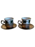 Vorschaubild 1 von Royal KPM Bavaria Espressotassen Set 2tlg Weinlaub Porzellan Metall Halter