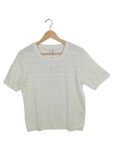 Vorschaubild 1 von Damen Pullover Strickshirt Gr. 40/L Weiß Casual Lochmuster Kurzarm