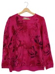 Vorschaubild 1 von Pullover Damen Pink Gr. 44 Baumwolle Blumenmuster Feminin Langarm Freizeit