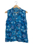 Vorschaubild 1 von Damen Bluse ärmellos Gr. 44 XXL Blau Blumenmuster Casual