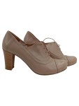 Vorschaubild 1 von Damen Schnürschuhe Leder Absatzschuhe Beige Gr. 40 Elegant