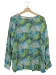 Vorschaubild 1 von ST.EMILE Damen Bluse Langarm Gr. 46 Blätter Muster Türkis Grün