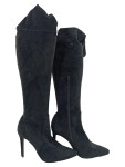 Vorschaubild 1 von Damen Overknee-Stiefel Schwarz Gr. 40 High Heels Stiletto Schnürung