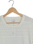Vorschaubild 2 von Damen Pullover Strickshirt Gr. 40/L Weiß Casual Lochmuster Kurzarm
