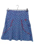 Vorschaubild 1 von Faltenrock Damen Blau Gr. 42 Wolle Blumenmuster Punkte Maritim