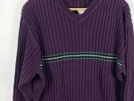 Vorschaubild 3 von Herren Pullover Gr. 42 Lila V-Ausschnitt Rippstrick Streifen