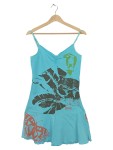 Vorschaubild 1 von Damen Sommerkleid Gr. 36/S Türkis Casual Blumen Schmetterling