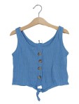 Vorschaubild 1 von Top Kinder Blau Gr. 140 Baumwolle Rippstrick Casual Ärmellos Knopf