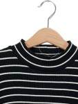Vorschaubild 3 von Damen Langarmshirt Gestreift Schwarz Basic Gr. XS (34/XS) Rippstrick
