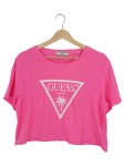 Vorschaubild 1 von Damen T-Shirt Beach Palmen Print Pink Gr. 42/XL Casual Logo