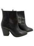 Vorschaubild 1 von Damen Stiefelette Gr. 38 Schwarz Kroko-Optik Blockabsatz