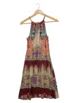 Vorschaubild 1 von Damen Sommerkleid Maxikleid Ethno Muster Gr. 36/S Mehrfarbig
