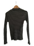 Vorschaubild 2 von Damen Langarmshirt Gestreift Schwarz Basic Gr. XS (34/XS) Rippstrick