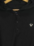 Vorschaubild 2 von Kapuzenpullover Herren Gr. 52/L Schwarz Baumwolle Logo-Print Knopf
