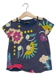 Vorschaubild 1 von T-Shirt Kinder Blau Gr. 122 Baumwolle Blumenmuster Farbenfroh Kurzarm