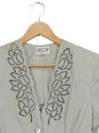 Vorschaubild 2 von Kostüm Damen Gr. 36/S Grün Viskose Polyester Uni Elegant Kurzarm Knopf