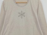Vorschaubild 4 von Damen Langarmshirt Gr. 44/XXL Beige Weihnachtlich Schneeflocken