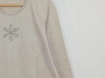 Vorschaubild 5 von Damen Langarmshirt Gr. 44/XXL Beige Weihnachtlich Schneeflocken