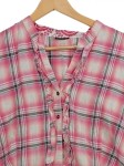 Vorschaubild 2 von Damen Bluse kariert Pink Rüschen Kurzarm Gr. 46/3XL