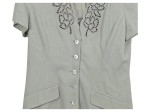 Vorschaubild 4 von Kostüm Damen Gr. 36/S Grün Viskose Polyester Uni Elegant Kurzarm Knopf