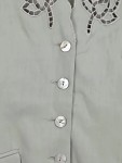 Vorschaubild 6 von Kostüm Damen Gr. 36/S Grün Viskose Polyester Uni Elegant Kurzarm Knopf